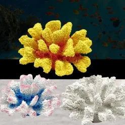 DOWNYPAWS - Décoration en corail en résine pour aquariums de mer jaune