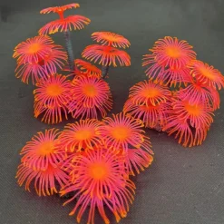 DOWNYPAWS - Décoration en corail doux simulé en silicone écologique pour aquarium rouge