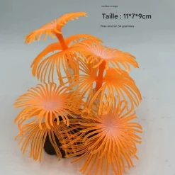DOWNYPAWS - Décoration en corail doux simulé en silicone écologique pour aquarium orange