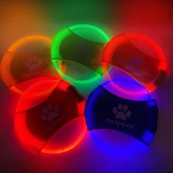 DOWNYPAWS - Discovolant lumineux rechargeable avec led pour chien feu vert