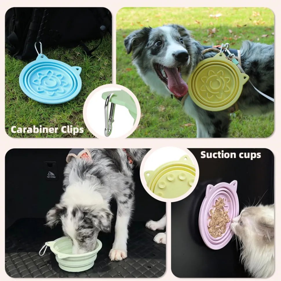 DOWNYPAWS - 2en1 bol anti - glouton pour chien - 650ml - bol de voyage à alimentation lente pour une alimentation saine - pliable