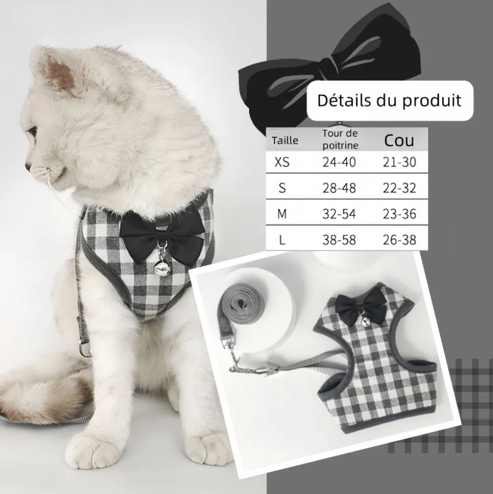 DOWNYPAWS - Ensemble de laisse pour chat m