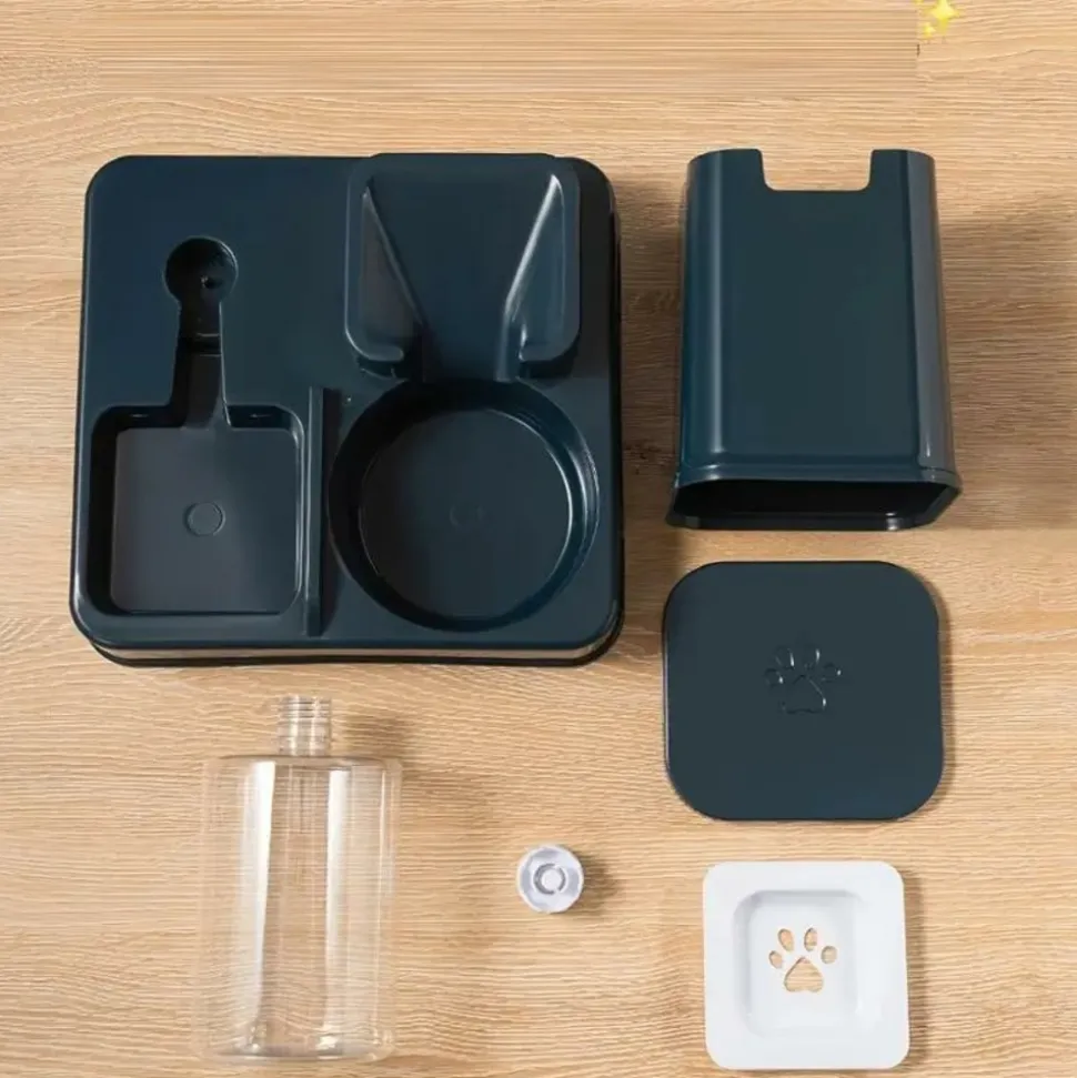 DOWNYPAWS - Ensemble Distributeur De Nourriture Et Fontaine à Eau 2 En 1 Pour Animaux De Compagnie