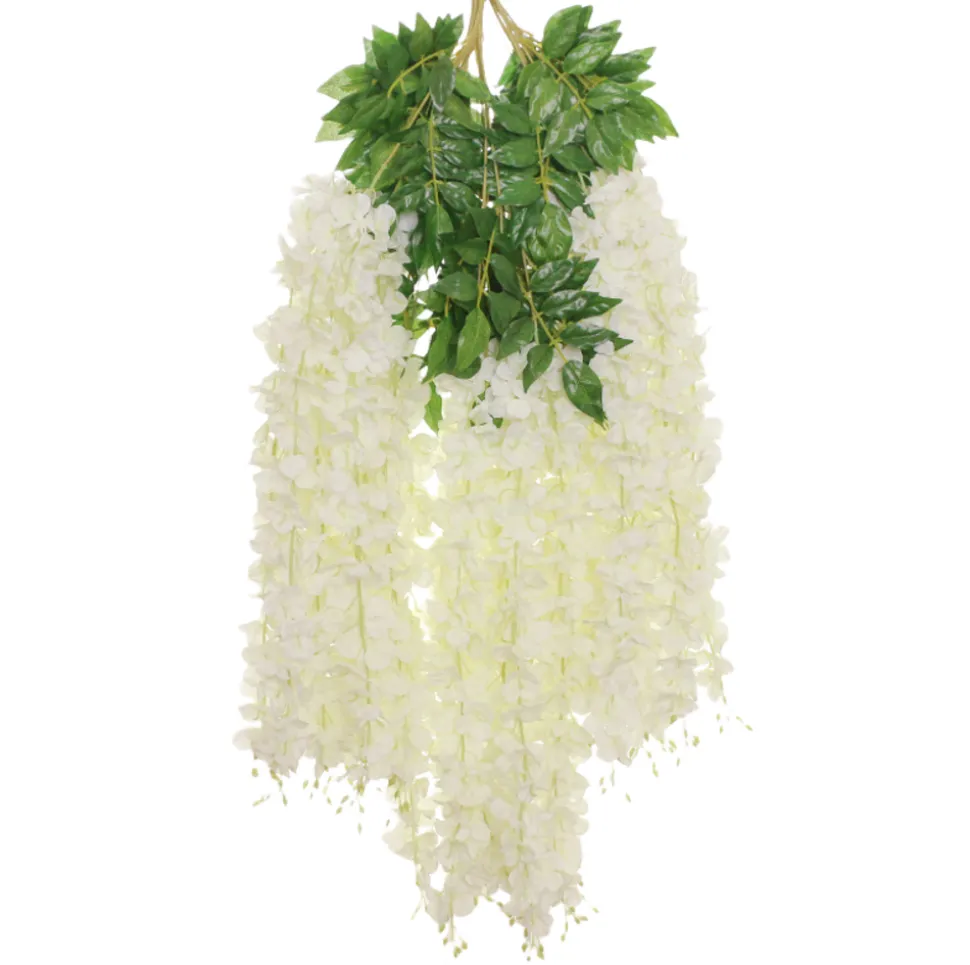 DOWNYPAWS - Fleurs de glycine artificielles, 12 tiges blanches