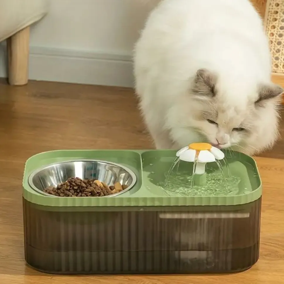 DOWNYPAWS - Fontaine à Eau Automatique Pour Chat, Gamelle En Acier Inoxydable