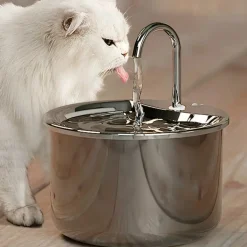 DOWNYPAWS - Fontaine à Eau En Acier Inoxydable Pour Chat, 2 L/67 Oz