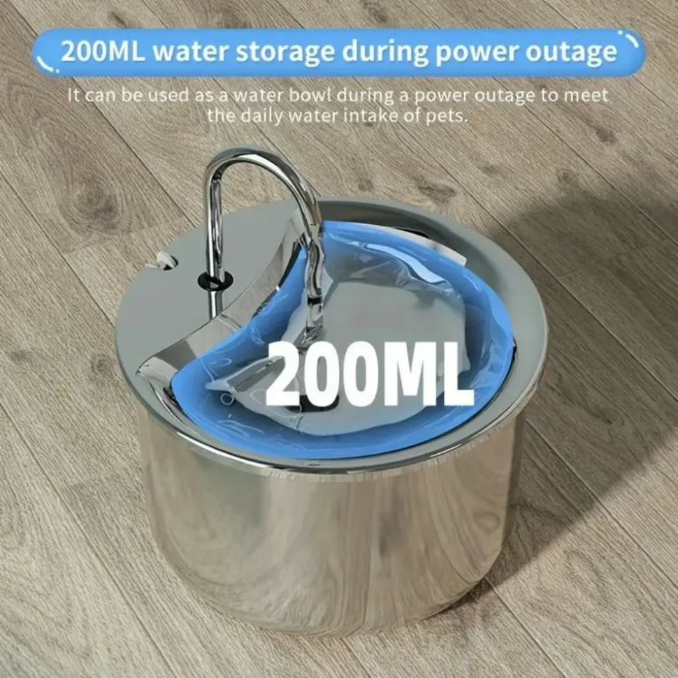 DOWNYPAWS - Fontaine à Eau En Acier Inoxydable Pour Chat, 2 L/67 Oz