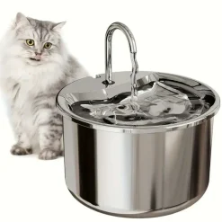 DOWNYPAWS - Fontaine à Eau En Acier Inoxydable Pour Chat, 2 L/67 Oz