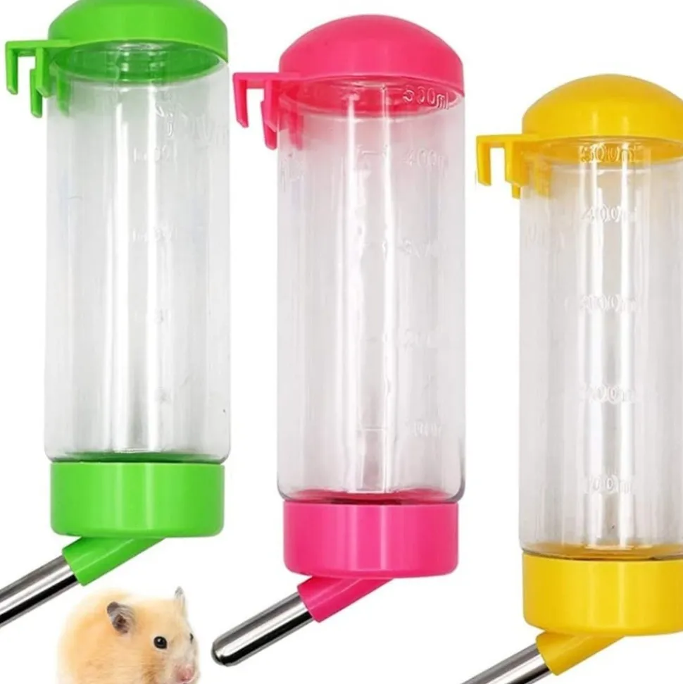 DOWNYPAWS - Fontaine à eau automatique pour hamsters-400 ml - 3 pièces - rose + vert + jaune