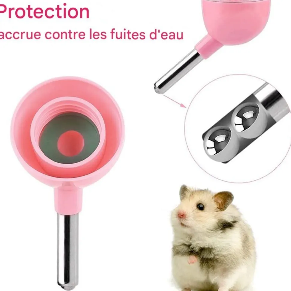 DOWNYPAWS - Fontaine à eau automatique pour hamsters-400 ml - 3 pièces - rose + vert + jaune