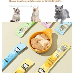 DOWNYPAWS - Friandises pour chats,saveur de thon 20 paquets*14g, riches en oméga 3 et 6, avec taurine et vitamine e