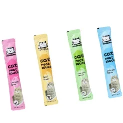 DOWNYPAWS - Friandises pour chats, saveur de saumon 20 paquets*14g, riches en oméga 3 et 6, avec taurine et vitamine e