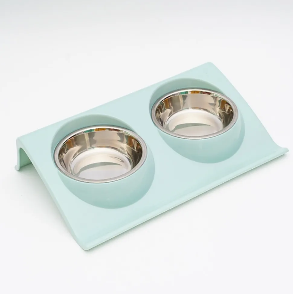 DOWNYPAWS - Gamelle double incliné pour animaux 37.5*25*7.5cm-bleu gamelle pour chat