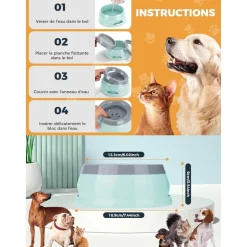 DOWNYPAWS - Gamelle pour chien-gamelle d'eau anti-débordement-en voiture-bleu-15.3x18.9x8cm