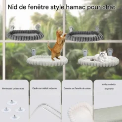 DOWNYPAWS - Hamac chat fenêtre 52*30cm peluche-peut supporter des animaux pesant 20 kg-blanc