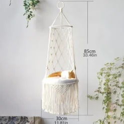 DOWNYPAWS - Hamac pour chat - balançoire suspendue tissée à la main pour petits et grands chats d'intérieur
