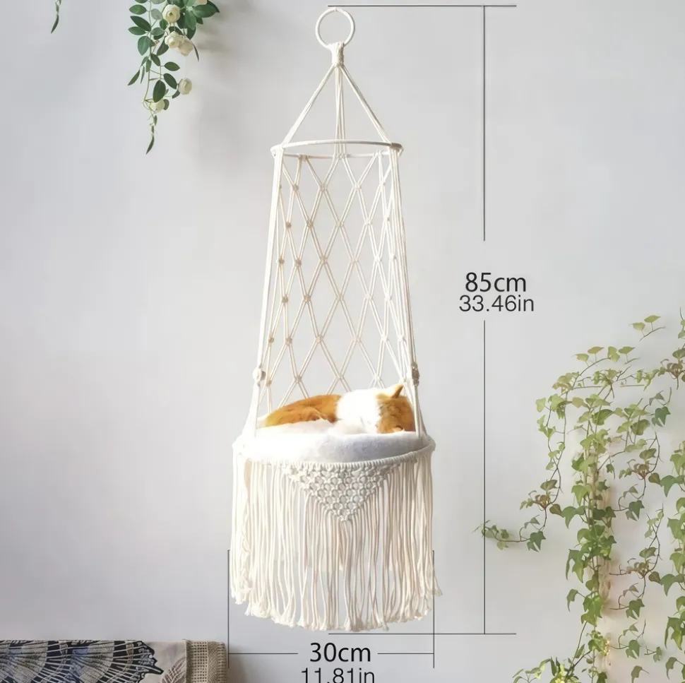 DOWNYPAWS - Hamac pour chat - balançoire suspendue tissée à la main pour petits et grands chats d'intérieur