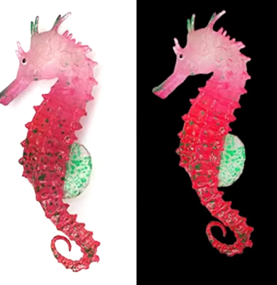 DOWNYPAWS - Hippocampe en silicone lumineux simulé pour la décoration d'aquarium avec ventouse rouge*2