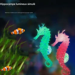 DOWNYPAWS - Hippocampe en silicone lumineux simulé pour la décoration d'aquarium avec ventouse vert*2