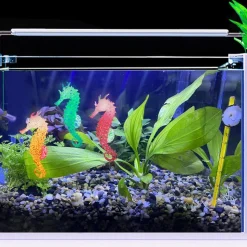 DOWNYPAWS - Hippocampe en silicone lumineux simulé pour la décoration d'aquarium avec ventouse orange*2
