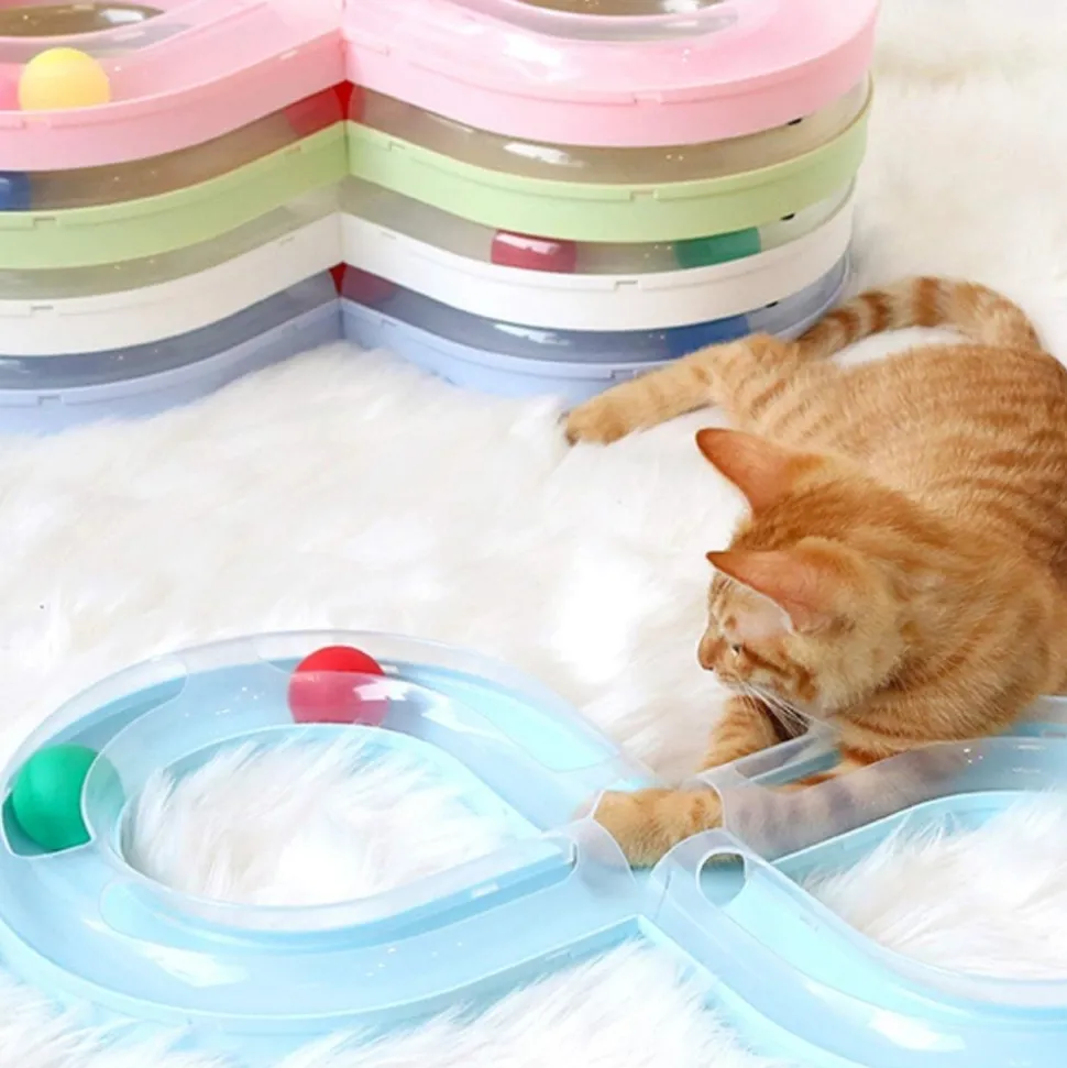 DOWNYPAWS - Jouet interactif pour chat -plateau tournant pour jouets pour chats-amovible