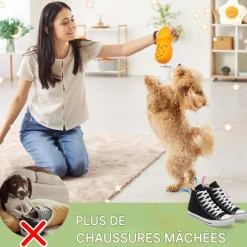 DOWNYPAWS - Jouets à mâcher pour chien- chaussons jouets interactifs pour nettoyer les dents-orange