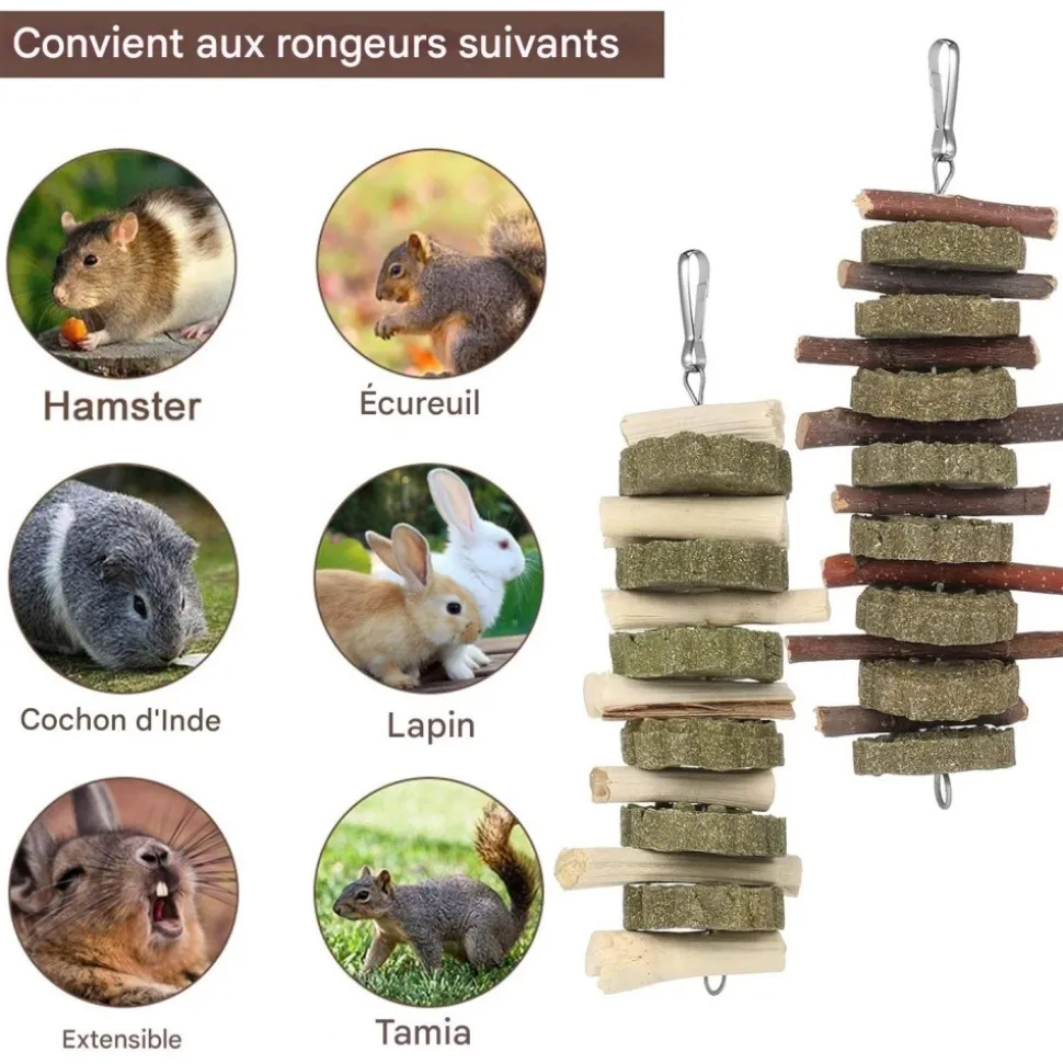 DOWNYPAWS - Jouets à mâcher - 2 pièces branches de pommier naturel