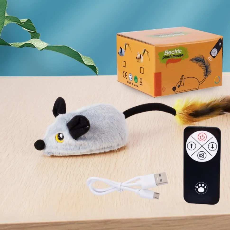 DOWNYPAWS - Jouets pour chats souris électrique-avec télécommande et câble de chargement usb