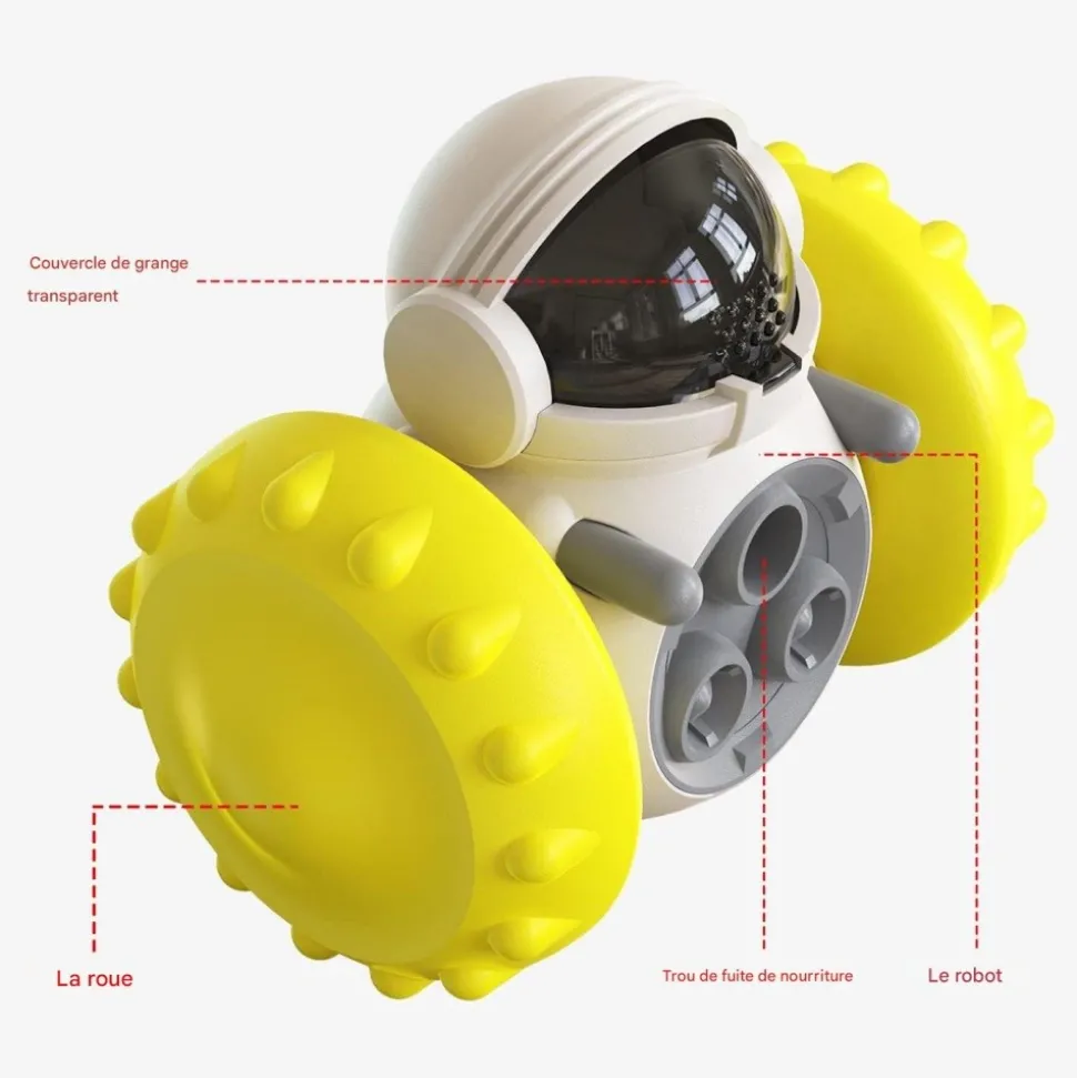 DOWNYPAWS - Jouets pour chiens-fuite de nourriture-forme de roue de gobelet jaune