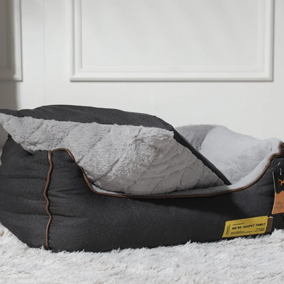 DOWNYPAWS - Lit pour chien et chat gris-60*50*20cm-nid super chaud en treillis matelassé
