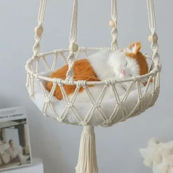 DOWNYPAWS - Lit Suspendu Pour Chat, Panier Hamac En Corde Tissée