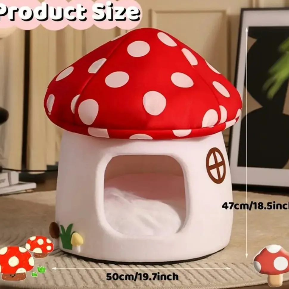 DOWNYPAWS - Lits Pour Chat En Forme De Champignon, Vache Et Chocolat