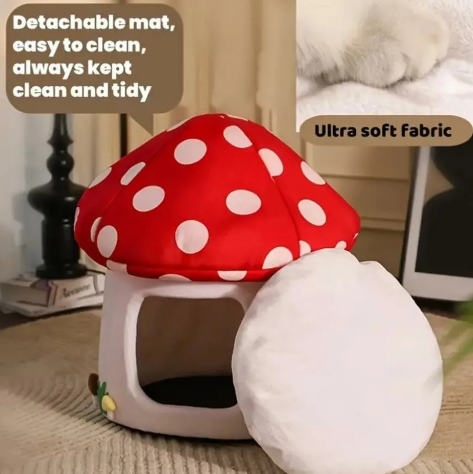DOWNYPAWS - Lits Pour Chat En Forme De Champignon, Vache Et Chocolat