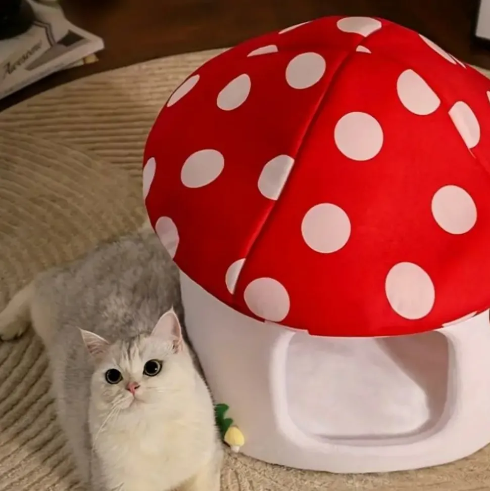 DOWNYPAWS - Lits Pour Chat En Forme De Champignon, Vache Et Chocolat