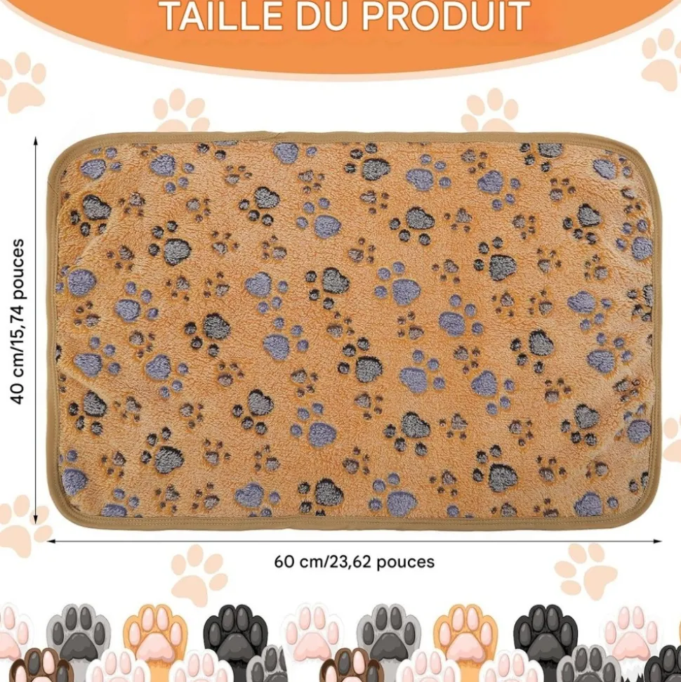 DOWNYPAWS - Lot de 2 couverture pour chats et chiens-beige + marron - taille s 40*60cm
