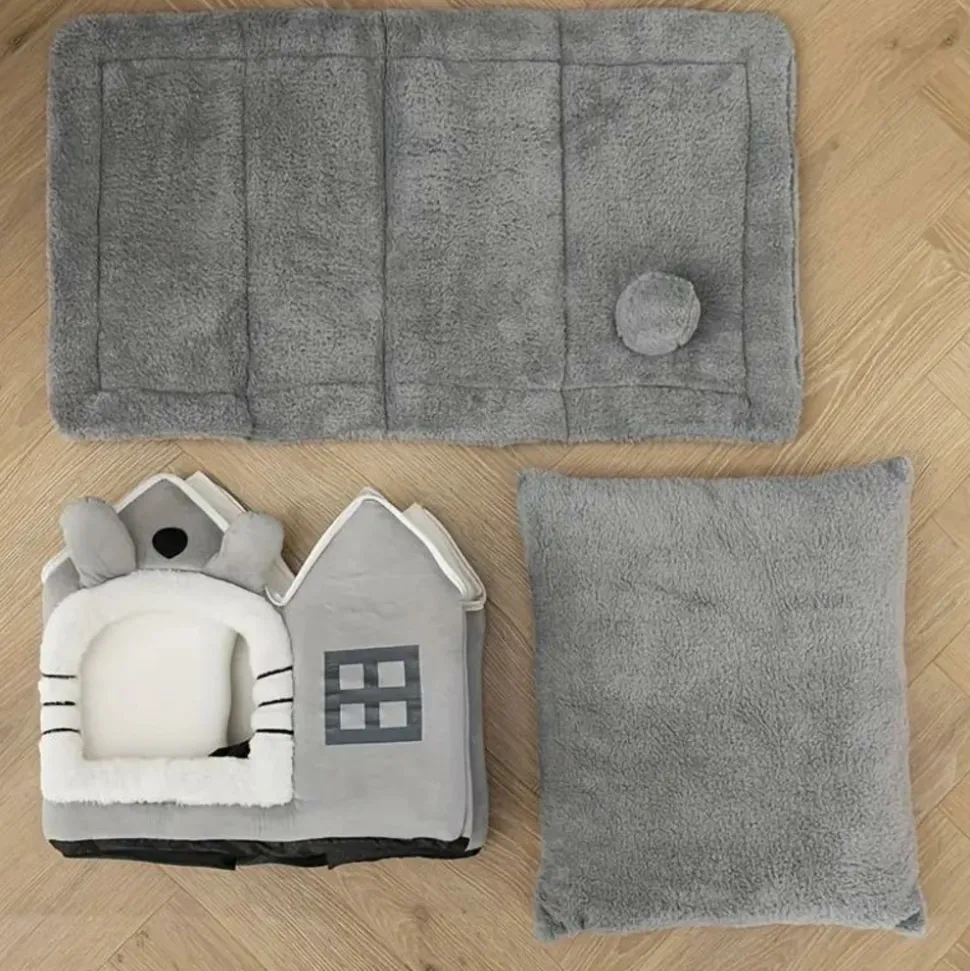 DOWNYPAWS - Maison Pour Chatons, Lit Confortable Et Lavable, Coussins Amovibles