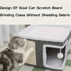 DOWNYPAWS - Maison Pour Chat De Luxe, Plusieurs Niveaux, Lits 2 Niveaux, Tunnel, Corde Et Tapis