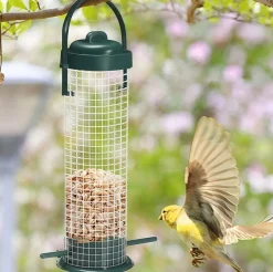 DOWNYPAWS - Mangeoire à oiseaux suspendue en fer forgé vert pour extérieur