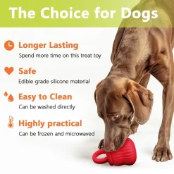 DOWNYPAWS - Mangeur lent de chien en silicone médical certifié fda rouge clair
