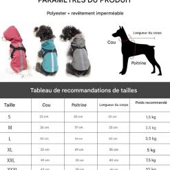 DOWNYPAWS - Manteau pour chiens-avec harnais-réfléchissant imperméable-vert taille s