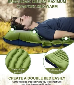 DOWNYPAWS - Matelas gonflable pliable pour extérieur: résistant à l'eau et aux rayures facile à transporter et gonflable à pied