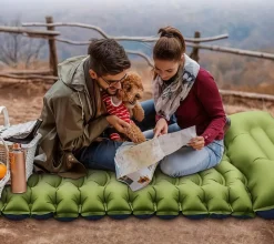 DOWNYPAWS - Matelas gonflable pliable pour extérieur: résistant à l'eau et aux rayures facile à transporter et gonflable à pied