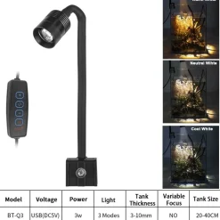 DOWNYPAWS - Mini lampe à pince led pour aquarium, ornement d'aménagement paysager