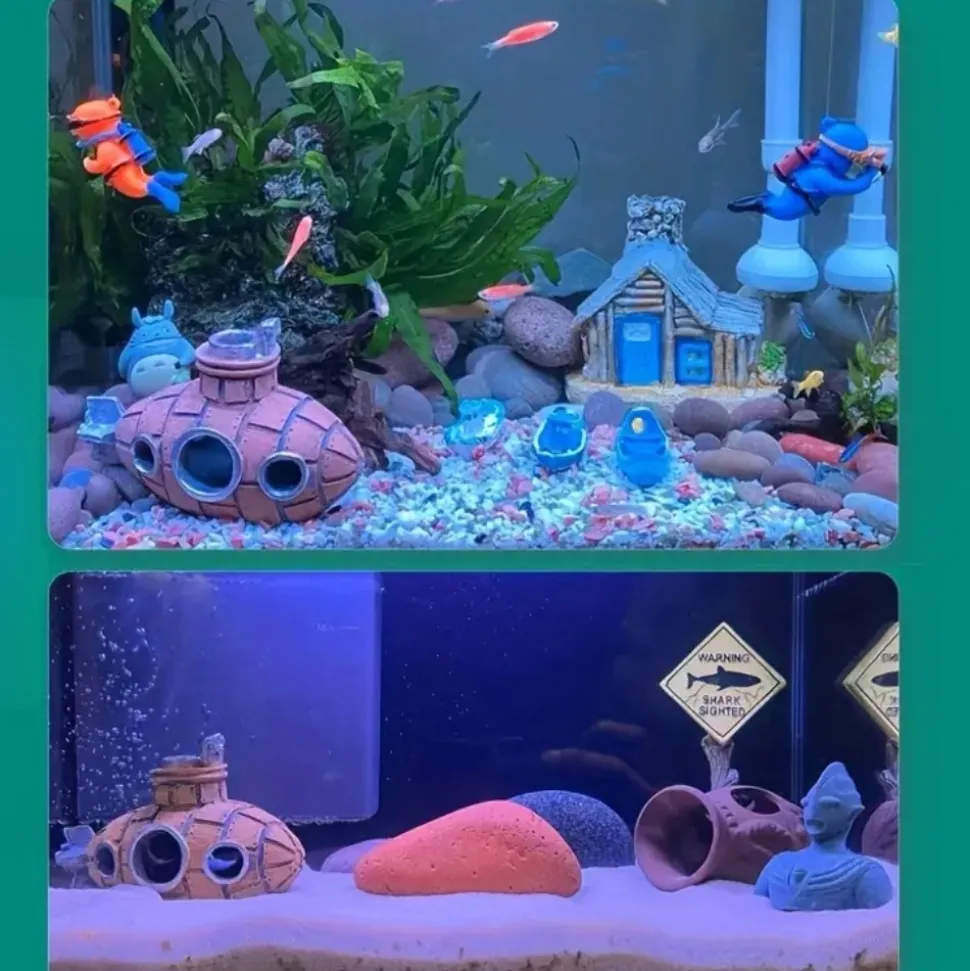 DOWNYPAWS - Ornement d'aquarium en résine
