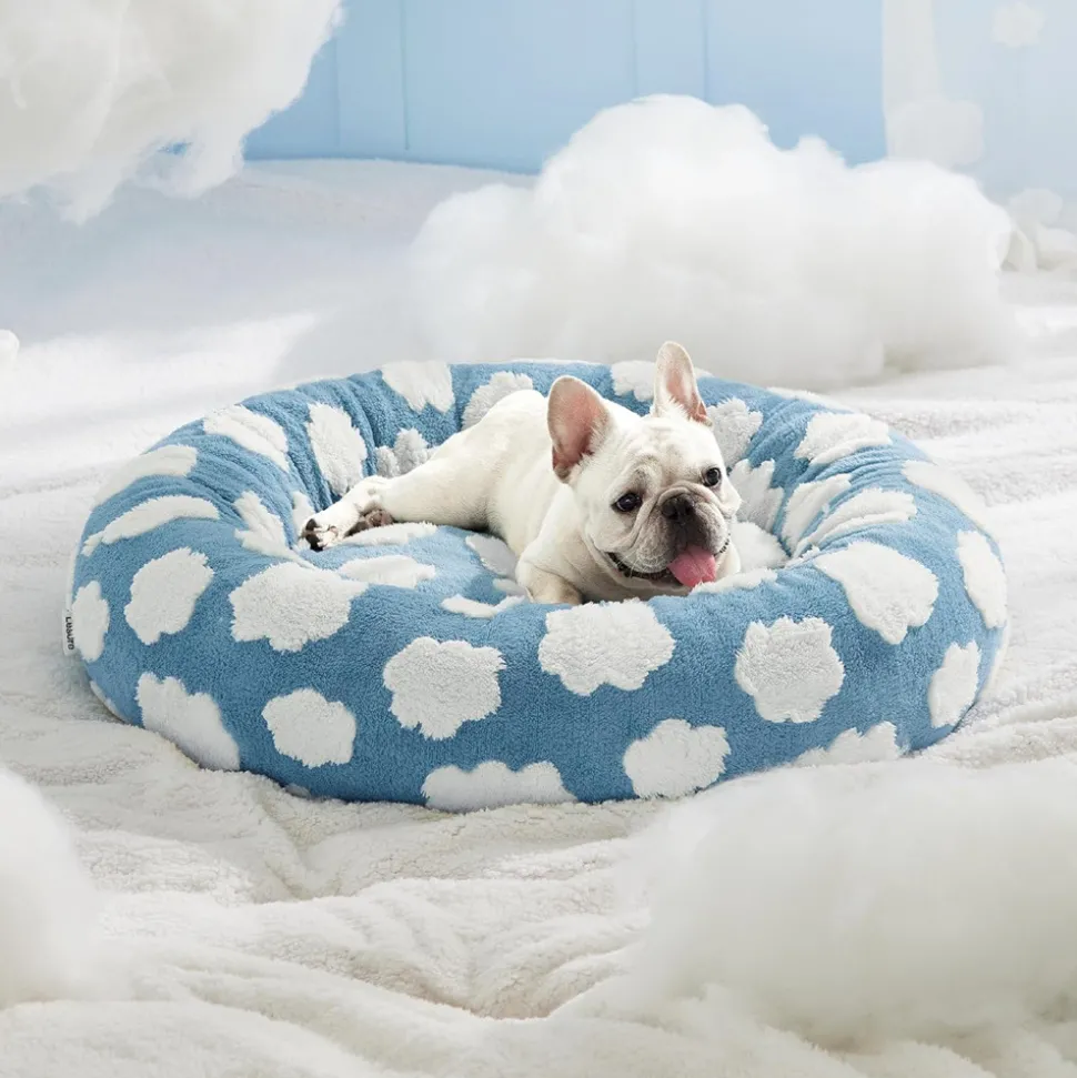 DOWNYPAWS - Panier rond pour chien et chat - avec housse lavable, moelleux et antidérapant