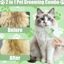 DOWNYPAWS - Peigne anti - puces en acier inoxydable (vert), taille universelle pour animaux