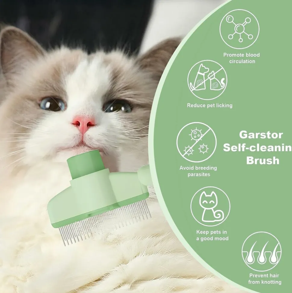 DOWNYPAWS - Peigne anti - puces en acier inoxydable (vert), taille universelle pour animaux