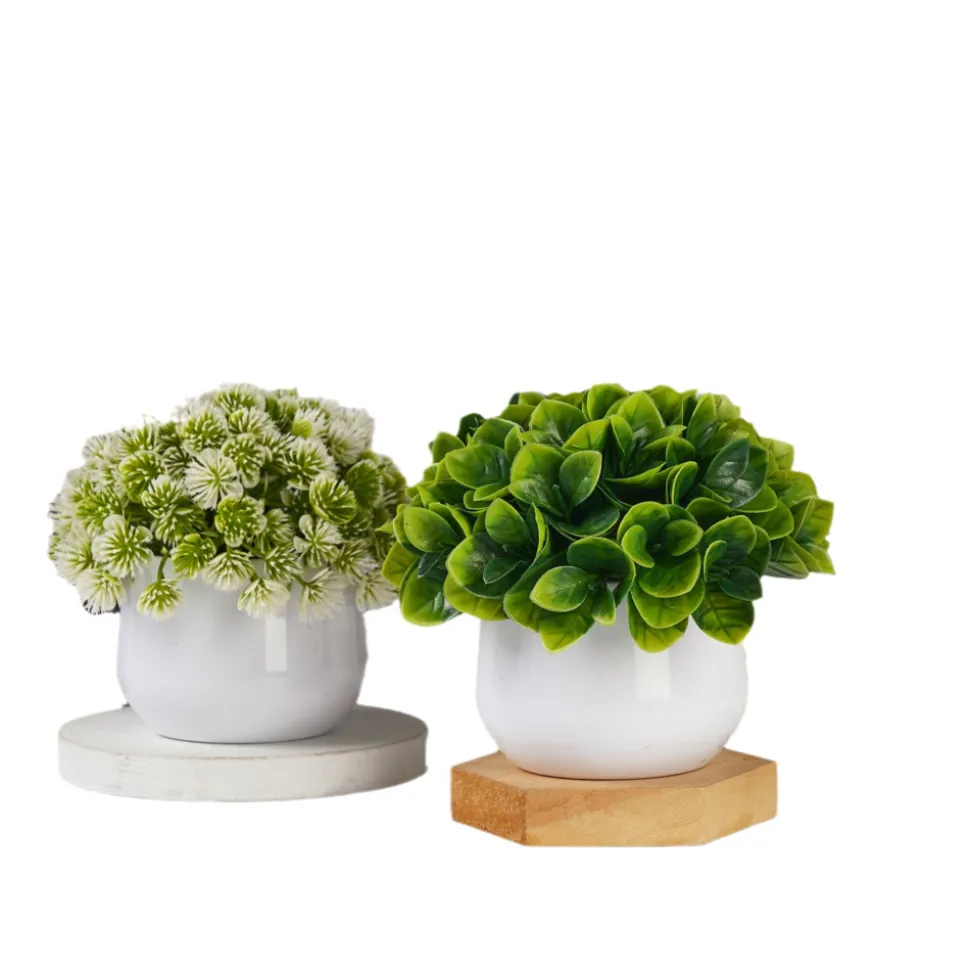 DOWNYPAWS - Plantes vertes artificielles en pot fleurs artificielles komatsu blanches