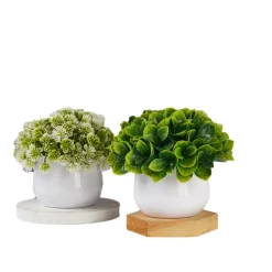 DOWNYPAWS - Plantes vertes artificielles en pot fleurs artificielles petites feuilles vertes