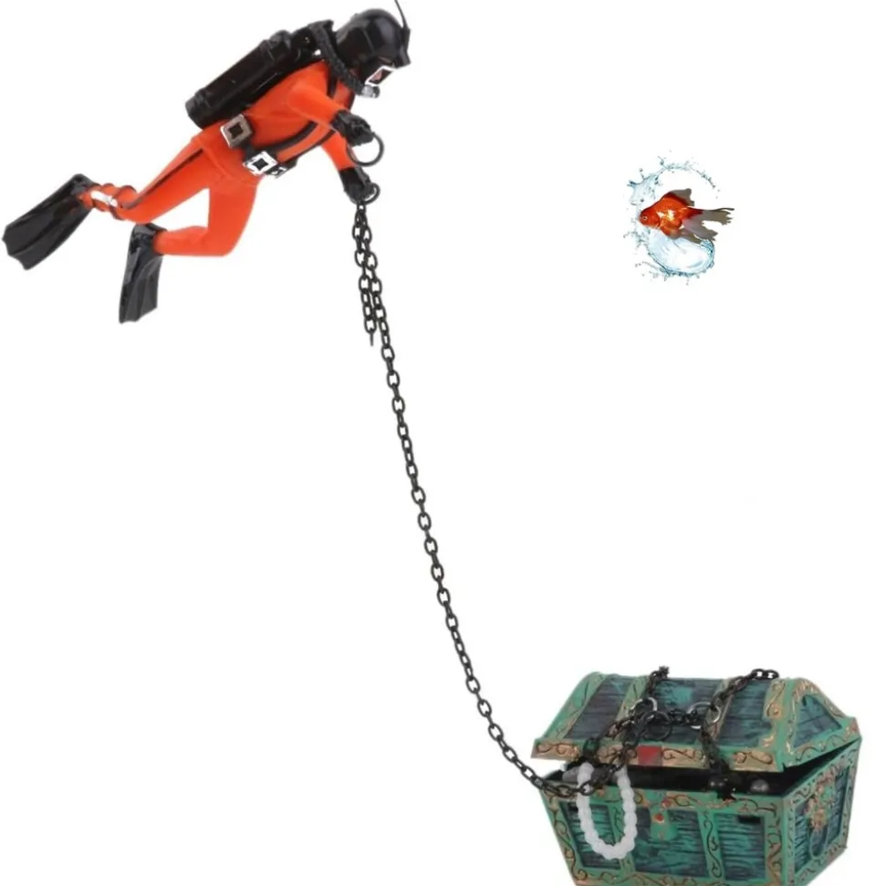 DOWNYPAWS - Plongeur chasseur de trésor pour aquarium